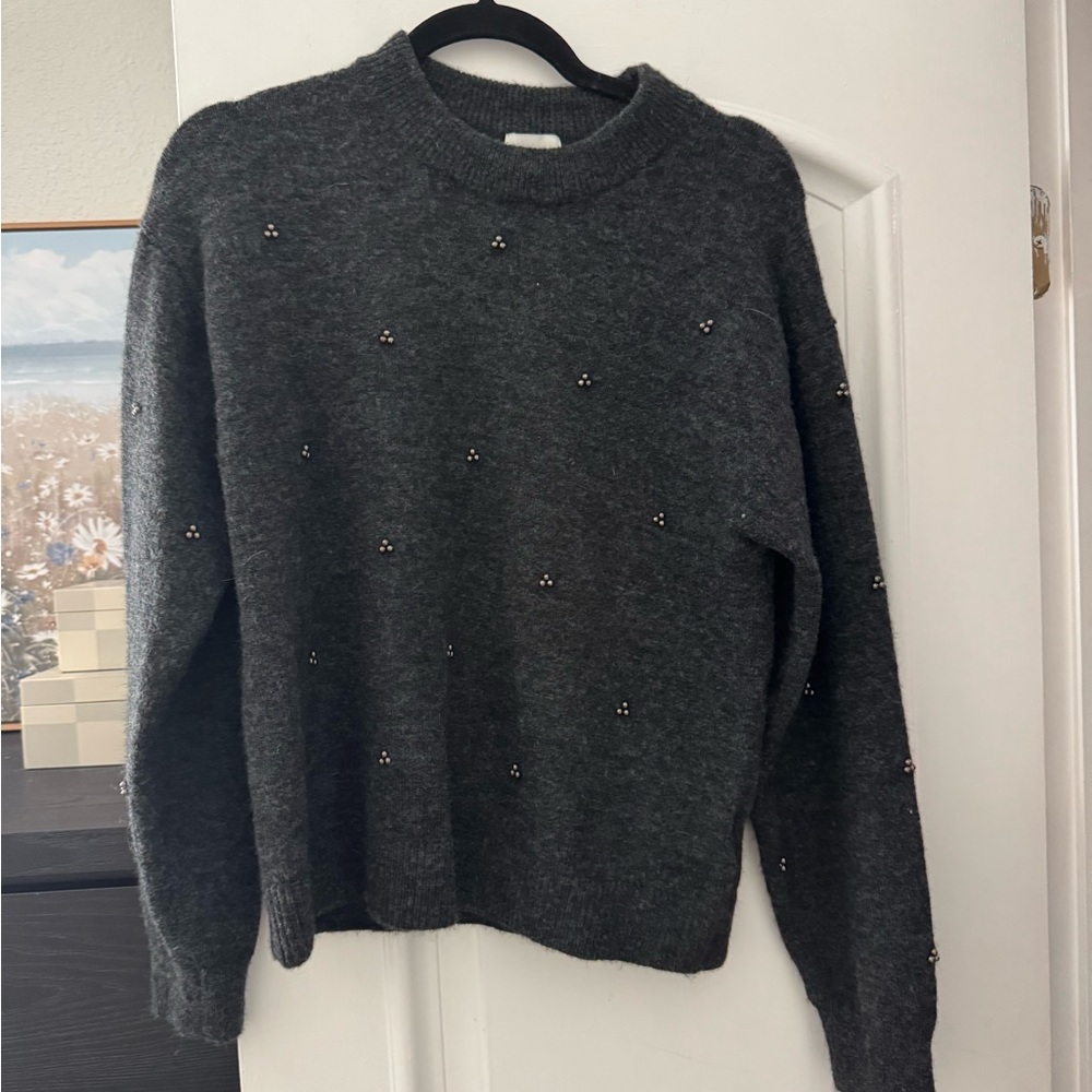 H&M Charcoal Sweater with Bead Details